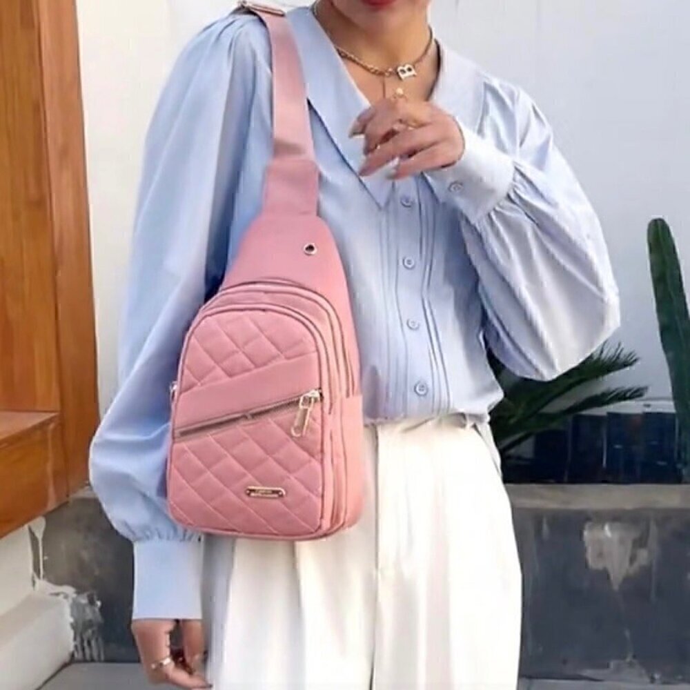 Women's Crossbody Shoulder Bag Sling Bags Chest Fanny Packs Backpack Pink - Picture 11 of 13
